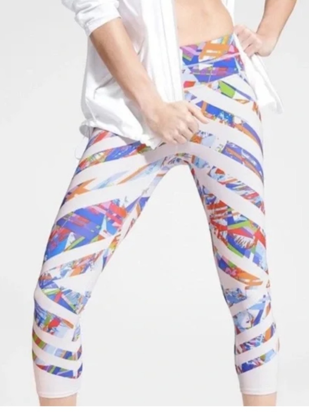 Athleta Kaleidoscope Sonar multicolored cropped Capri length Leggings XS